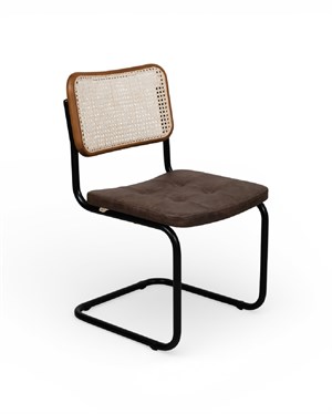 Cesca Çektirmeli Deri Siyah Ayaklı Sandalye - Ceviz