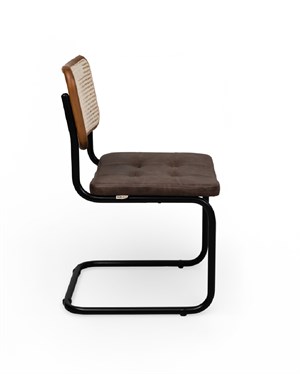 Cesca Çektirmeli Deri Siyah Ayaklı Sandalye - Ceviz