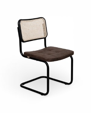 Cesca Çektirmeli Deri Siyah Ayaklı Sandalye - Siyah