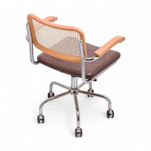 Cesca Düz Deri Kollu Çalışma Sandalyesi - Naturel