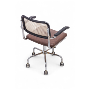 Cesca Düz Deri Kollu Çalışma Sandalyesi - Siyah