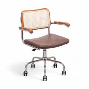 Cesca Düz Deri Kollu Çalışma Sandalyesi - Ceviz