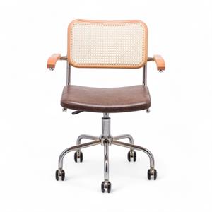 Cesca Düz Deri Kollu Çalışma Sandalyesi - Naturel