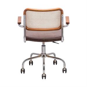 Cesca Düz Deri Kollu Çalışma Sandalyesi - Ceviz