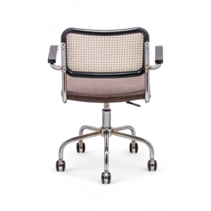 Cesca Düz Deri Kollu Çalışma Sandalyesi - Siyah