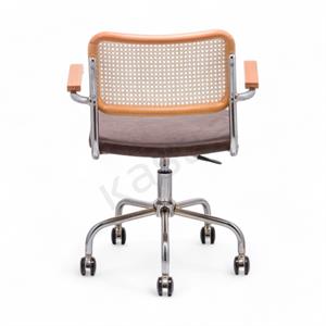 Cesca Düz Deri Minderli Kollu Çalışma Sandalyesi - Naturel