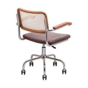 Cesca Düz Deri Kollu Çalışma Sandalyesi - Ceviz