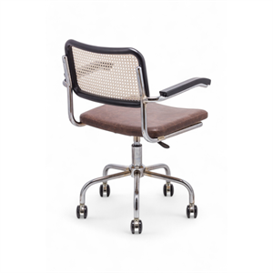 Cesca Düz Deri Kollu Çalışma Sandalyesi - Siyah