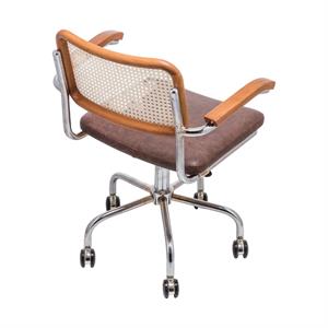Cesca Düz Deri Kollu Çalışma Sandalyesi - Ceviz