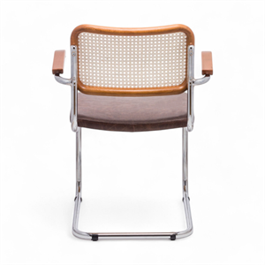 Cesca Düz Deri Minderli Kollu Sandalye - Ceviz