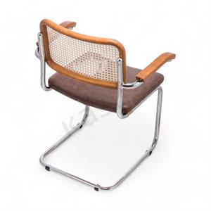 Cesca Düz Deri Minderli Kollu Sandalye - Ceviz