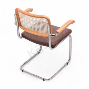 Cesca Düz Deri Minderli Kollu Sandalye - Naturel