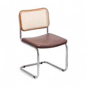 Cesca Düz Deri Minderli Sandalye - Ceviz