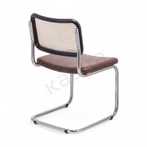 Cesca Düz Deri Minderli Sandalye - Siyah