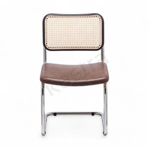 Cesca Düz Deri Minderli Sandalye - Siyah