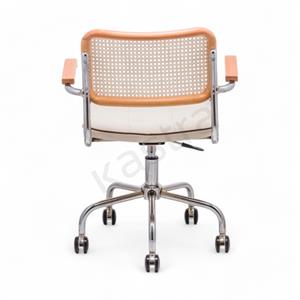 Cesca Fitilli Deri Minderli Kollu Çalışma Sandalyesi - Naturel