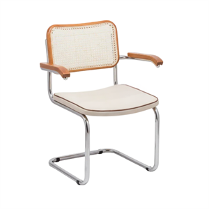 Cesca Fitilli Deri Minderli Kollu Sandalye - Ceviz