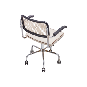 Cesca Fitilli Deri Kollu Çalışma Sandalyesi - Siyah