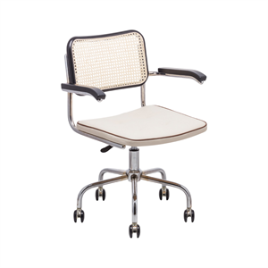 Cesca Fitilli Deri Kollu Çalışma Sandalyesi - Siyah