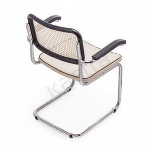 Cesca Fitilli Deri Minderli Kollu Sandalye - Siyah