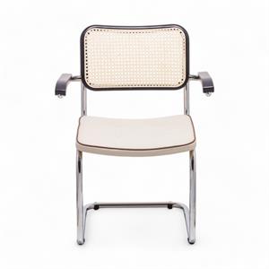 Cesca Fitilli Deri Minderli Kollu Sandalye - Siyah