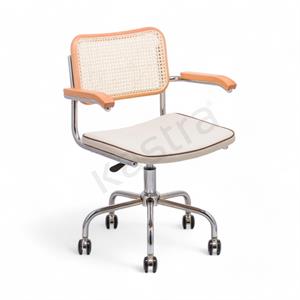 Cesca Fitilli Deri Minderli Kollu Çalışma Sandalyesi - Naturel