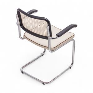 Cesca Fitilli Deri Minderli Kollu Sandalye - Siyah