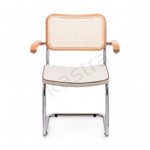 Cesca Fitilli Deri Minderli Kollu Sandalye - Naturel