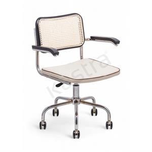 Cesca Fitilli Deri Minderli Kollu Çalışma Sandalyesi - Siyah