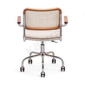 Cesca Fitilli Deri Minderli Kollu Çalışma Sandalyesi - Ceviz