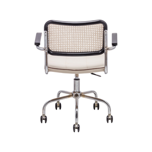 Cesca Fitilli Deri Kollu Çalışma Sandalyesi - Siyah