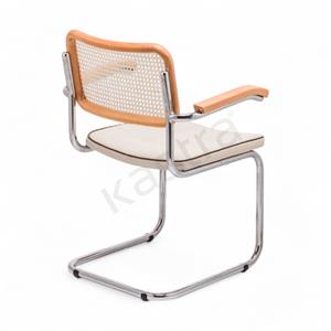 Cesca Fitilli Deri Minderli Kollu Sandalye - Naturel