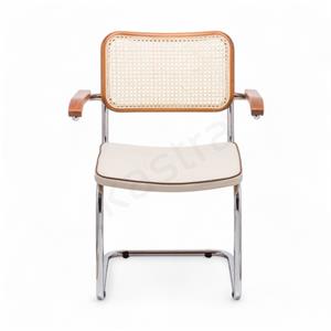 Cesca Fitilli Deri Minderli Kollu Sandalye - Ceviz