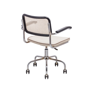 Cesca Fitilli Deri Kollu Çalışma Sandalyesi - Siyah