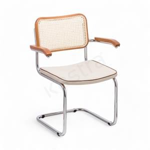 Cesca Fitilli Deri Minderli Kollu Sandalye - Ceviz