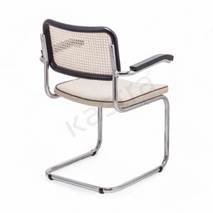 Cesca Fitilli Deri Minderli Kollu Sandalye - Siyah