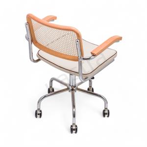 Cesca Fitilli Deri Minderli Kollu Çalışma Sandalyesi - Naturel