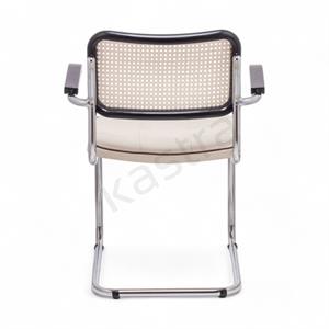 Cesca Fitilli Deri Minderli Kollu Sandalye - Siyah