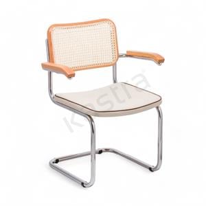 Cesca Fitilli Deri Minderli Kollu Sandalye - Naturel