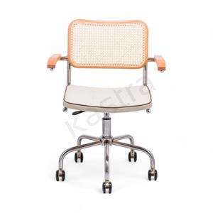 Cesca Fitilli Deri Minderli Kollu Çalışma Sandalyesi - Naturel