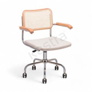 Cesca Kumaş Minderli Kollu Çalışma Sandalyesi - Naturel