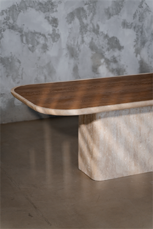 Gaia Traverten Meşe Yemek Masası