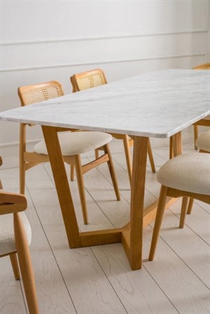 Makro Mermer Yemek Masası Seti
