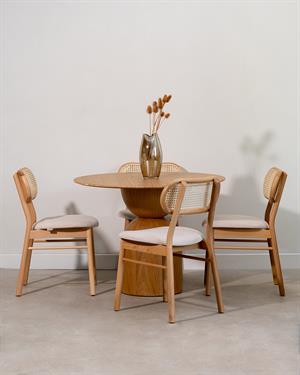 Nivio Yuvarlak Meşe Kaplama Masa