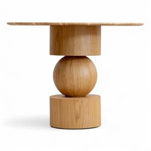 Orbit Yuvarlak Meşe Kaplama Masa