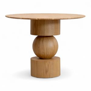 Orbit Yuvarlak Meşe Kaplama Masa