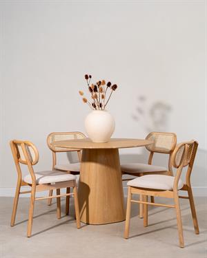 Ovia Yuvarlak Meşe Kaplama Masa