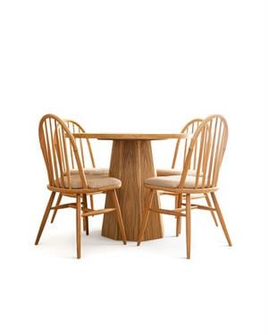 Sieanna Yuvarlak Meşe Masa Seti