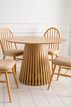 Slat Yuvarlak Meşe Masa