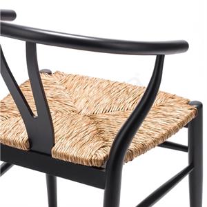 Wishbone Hasırlı Sandalye - Siyah